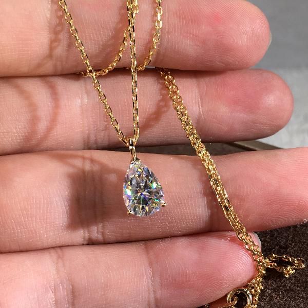 

pendant necklaces female white zircon necklace rose gold silver color chain cute crystal water drop wedding for women