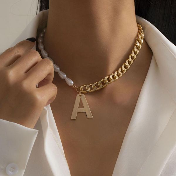 

baroque pearl men chain necklace women collar wedding punk cuban chains a pedant choker necklaces jewelry gifts charm, Silver
