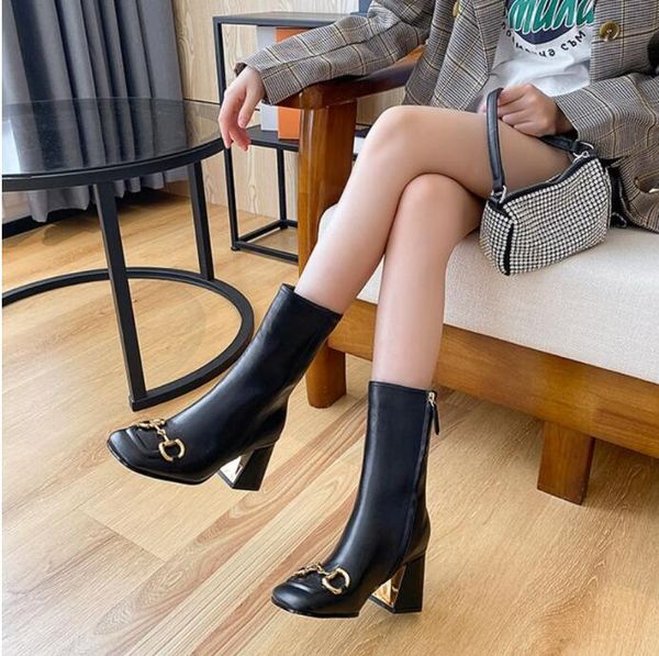 

women high heel knee boots fashion highs heels .5 5.5 2.5 ankle boot r ladies genuine leather platform martin booty woman thick, Black