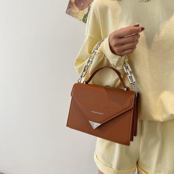 

evening bags style women's bag 2021 single shoulder women handbag chain small square personality texture pure color cross