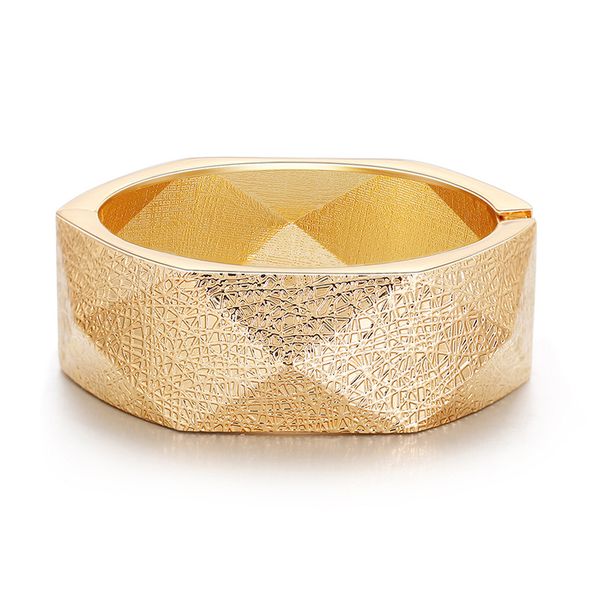 

high standard vantage solid gold bracelet open bracelet diamond-shaped faceted bird's nest brushed spring bracelet women jewelry, Black