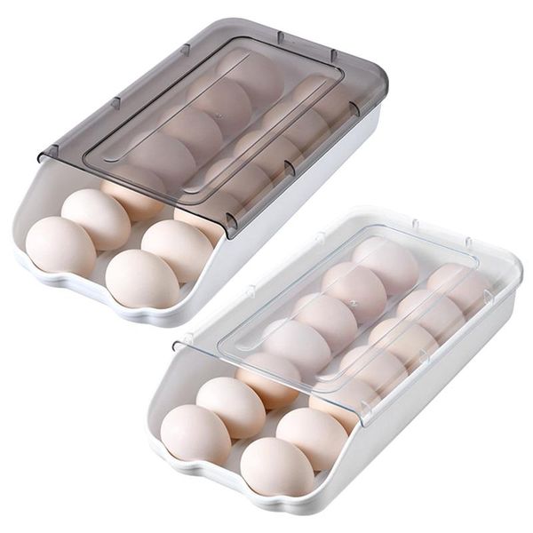 

grid plastic egg organizer home kitchen refrigerator eggs storage box fridge container case with sealed lid easy to take bottles & jars