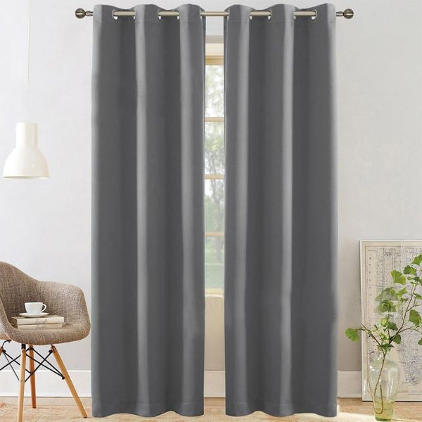

curtain & drapes 2pcs modern home window blackout living room bedroom microfiber grommet design sunshade finished drape