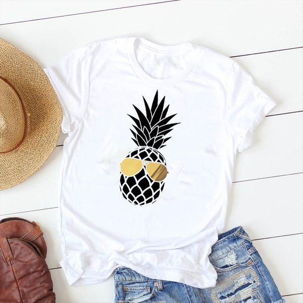 

painting casual fashion printed pinapple women t shirt print graphic, White