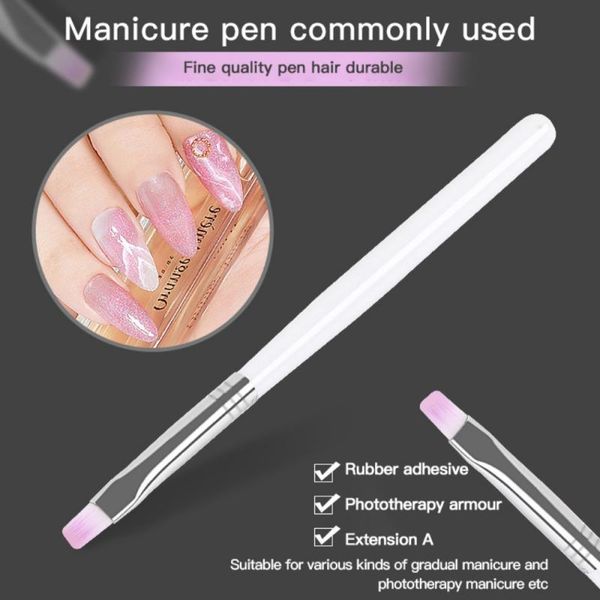 

1pcs short handle nail brush uv gel acrylic drawing painting soft brushes for art pen transfer manicure light therapy, Yellow