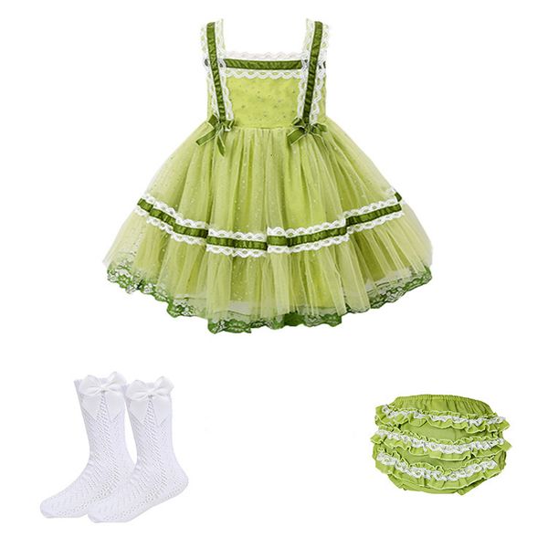 

girls' dresses 3pcs girl spanish princess toddler lolita ball gown for girls lace bow kids birthday party frocks green spain vestidos, Red;yellow