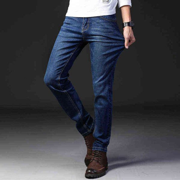 

men's jeans men's elastic jeans thin slim straight busins casual autumn youth men's pants, Blue