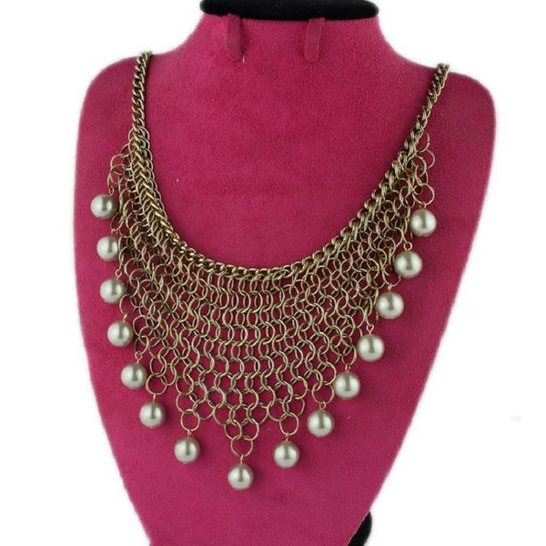 

chains european and american accessories personality vintage necklace exaggerated luxury sweater chain light grey pearl fashion accesso, Silver