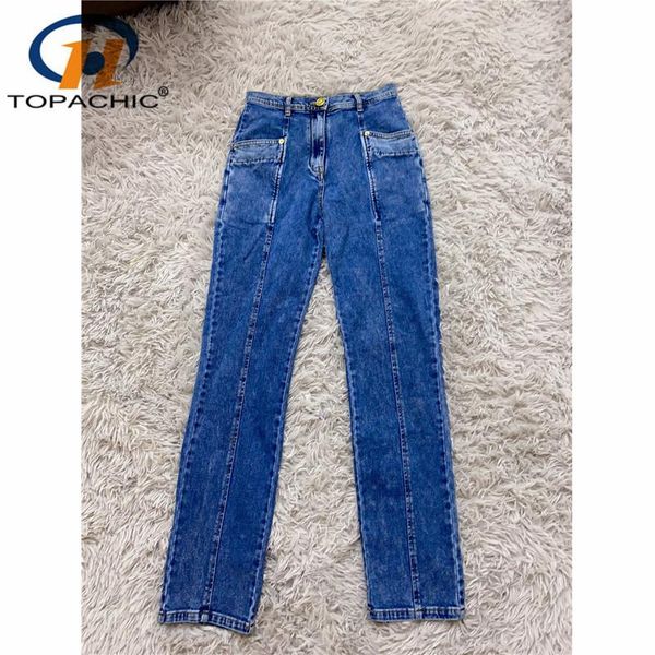 

women's jeans 5.14 2021 summer women fashion high waist wide leg loose vintage style washed, Blue