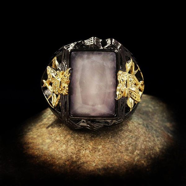 

bohemian style fashion lady's translucent large square crystal ring cross line hollow jewelry lady luxury black gold cluster rings, Golden;silver