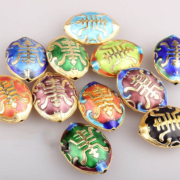 10 шт. Китайский стиль Cloisonne эмаль филигранные бусины DIY ювелирные изделия приготовления подвеска серьги ожерелье браслет аксессуары