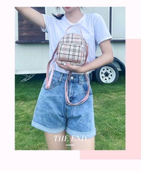 

school bags women's bag 2021 trendy fashion korean plaid backpack texture small