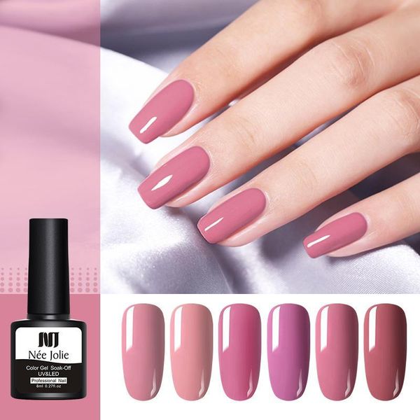 

nee jolie 12 colors nail gel polish 8ml soak off uv polish gel varnish one-scolor nail art pale mauve series 8ml, Red;pink