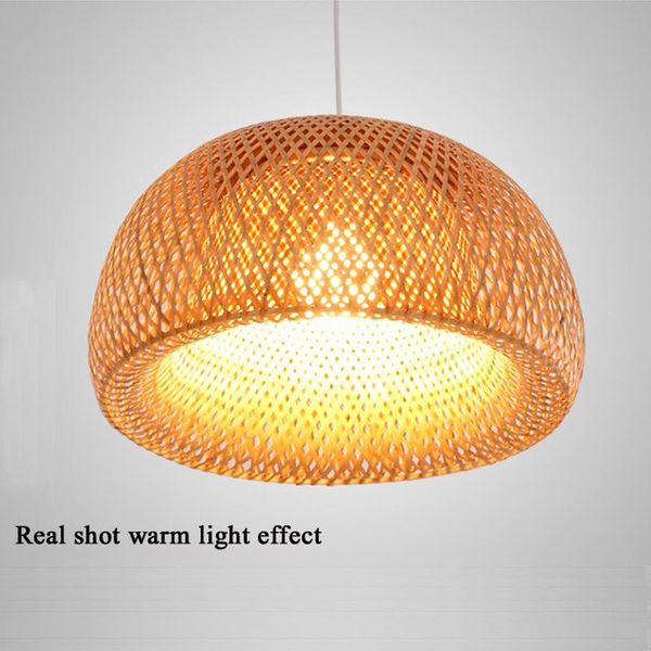 

pendant lamps modern minimalist restaurant bedroom pure bamboo art hand-woven chandelier tea bar cafe japanese style