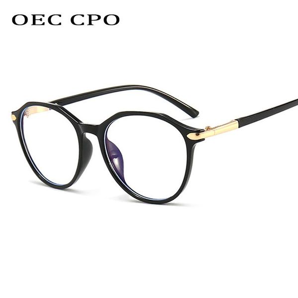 

fashion sunglasses frames oec cpo round glasses women optical plastic clear frame brand designer lady men eyeglasses o562, Black