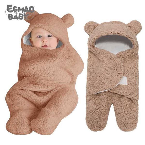 

baby swaddle blanket ultra-soft plush essential for infants 0-6 months receiving swaddling wrap brown perfect shower gift 211023