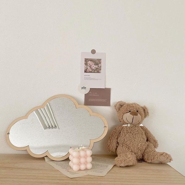 

mirrors nordic cloud wood make-up decorative mirror glass living room vintage wall deskstickers hanging