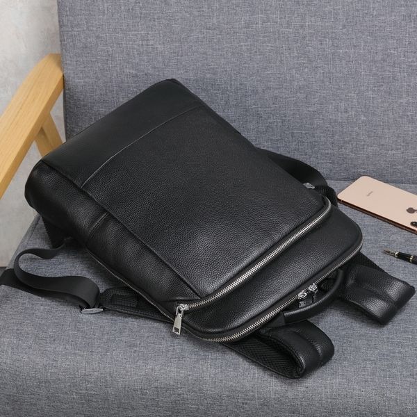 

new leather backpack men's outdoor leisure business travel bag