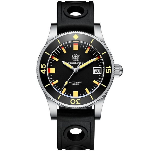 

wristwatches steeldive luxury diving automatic mechanical men's watch super luminous calendar sapphire men business sports reloj hombre, Slivery;brown