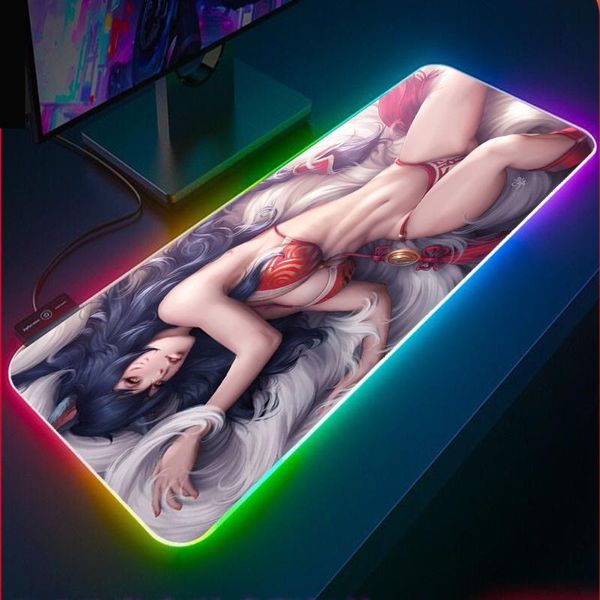 

mouse pads & wrist rests girl rgb league of legends pad xxl computer keyboard carpet gaming accessories led gamer usb desk mat