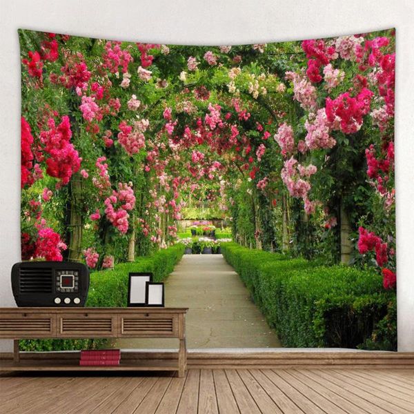 

tapestries arched flower path tapestry mandala wall hanging boho bedroom rug couch blanket