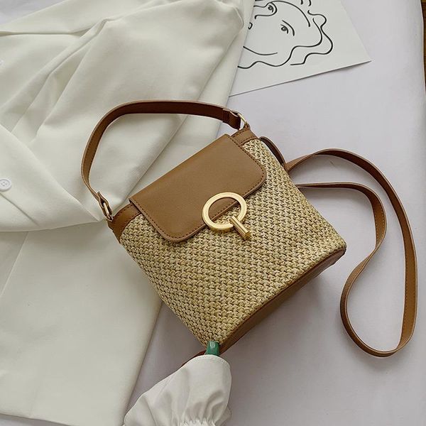 

duffel bags small straw bucket for women 2021 summer crossbody lady travel purses and handbags female shoulder messenger bag