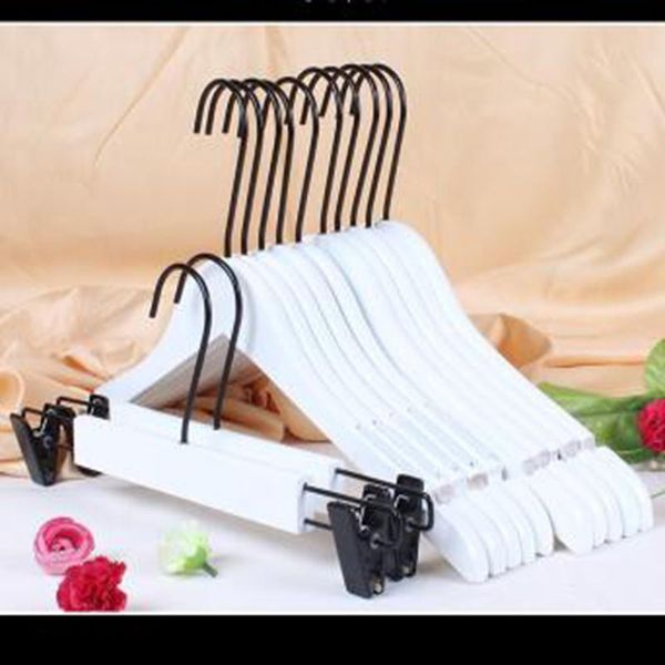 

hangers & racks 10 pcs/lot white solid wood garment el clothing store non-slip wooden hanging without wrinkle