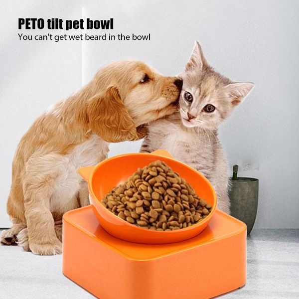 

cat bowls & feeders stainless steel bowl non slip puppy base food drinking water feeder tilt neck protection dish pet perros accesorios