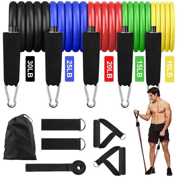 

resistance bands latex fitness workout band set for home yoga pilates training arms shoulders chest glutes legs