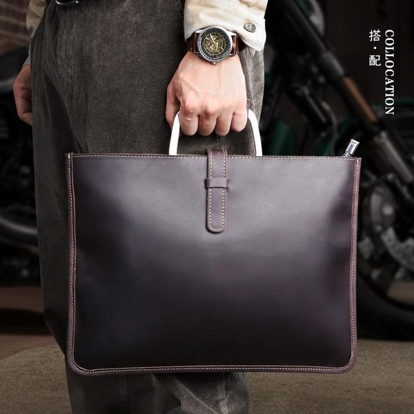 

briefcases zipper briefcase men genuine leather bag messenger office work bags for women large capacity lapshoulder handbag