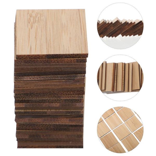 

wall clocks 25pcs unfinished bamboo slices diy square pieces blank crafts