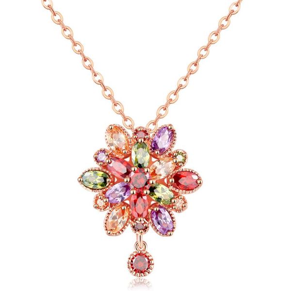 

fashion rose gold color necklaces pendants with colorful cubic zircon for women christmas gift pendant, Silver