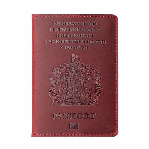 

card holders engraved genuine leather united kingdom passport holder personalized britain cover case travel wallet for men & women, Brown;gray