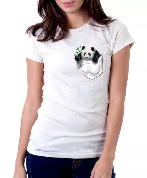 

Pocket Panda Bear Chinese funny white printed t-shirt FN9809, White;black