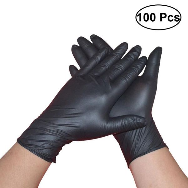 

disposable gloves 100pcs black latex powder exam tattoos - size