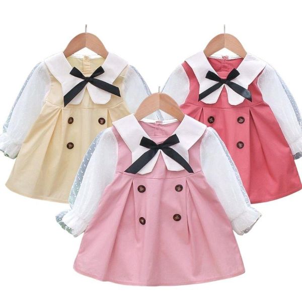 

girl's dresses 2021 autumn dress long sleeve for baby college style girl one years birthday party costumes christmas clothes 1-4y, Red;yellow