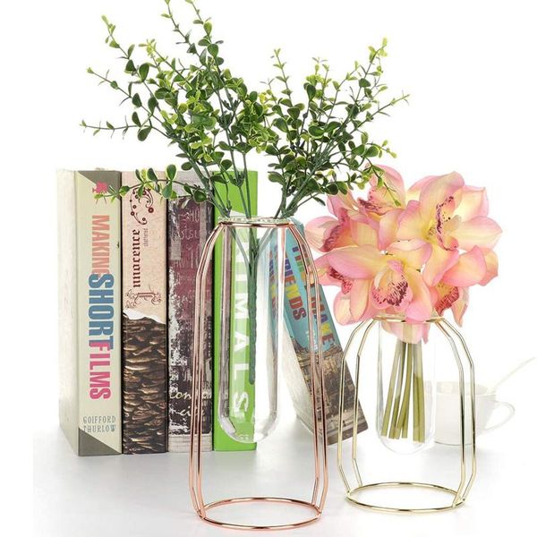 

vases geometric test tube vase with metal frame est arrival transparent glass planter hydroponics decoration