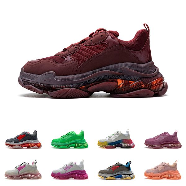 

mens triple s shoes clear sole sneaker crystal cushion outsole paris 17fw black white green blue retro ladies platform women designer casual