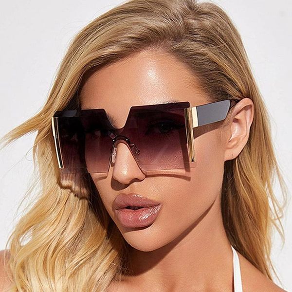 

oversize rimless shades fashion sunglasses vintage retro women eyeglasses men sun glasses trendy oculos luxury designer gafas, White;black