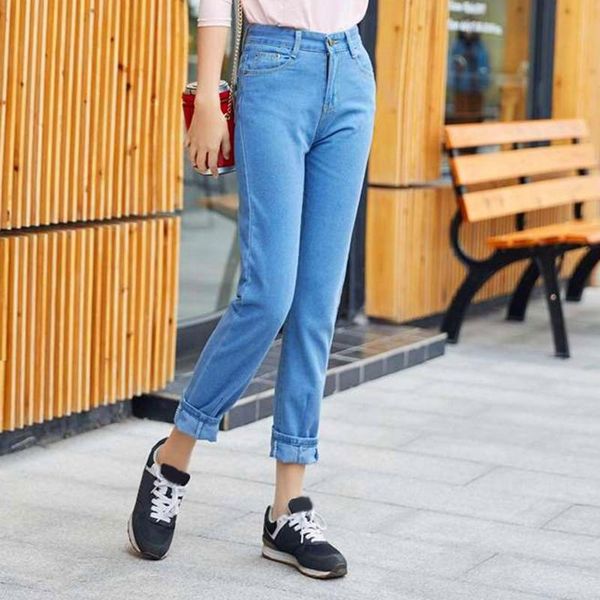 

vintage ladies jeans for women mom high waisted blue casual pencil trousers korean streetwear denim pants mujer l41 women's