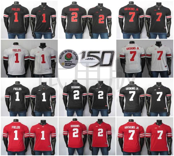 

ohio state buckeyes jerseys dwayne haskins jr jersey justin fields jk dobbins ncaa college football jersey white black red stitched 150th