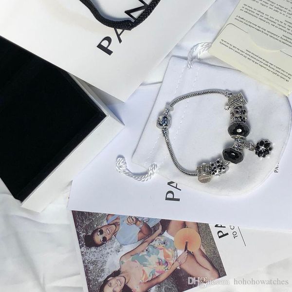 

pan luxury love bracelet designer jewelry bracelets beaded snake chain strands brand charm alloy diamond original box, Black