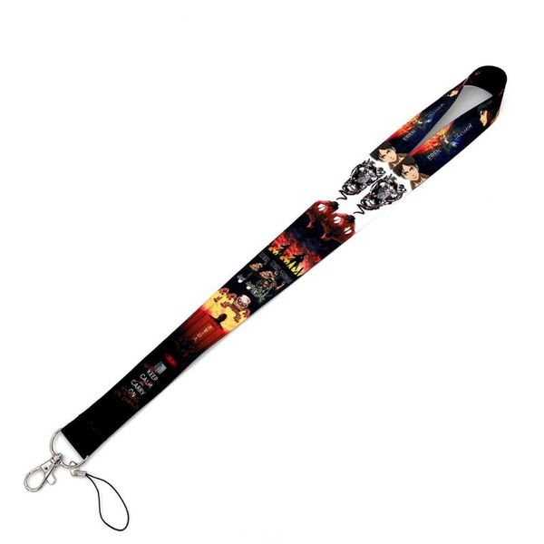 

keychains classic anime attack on titan lanyards keychain mobile phone neck straps diy hang rope id card badge holder keycord accessories, Silver