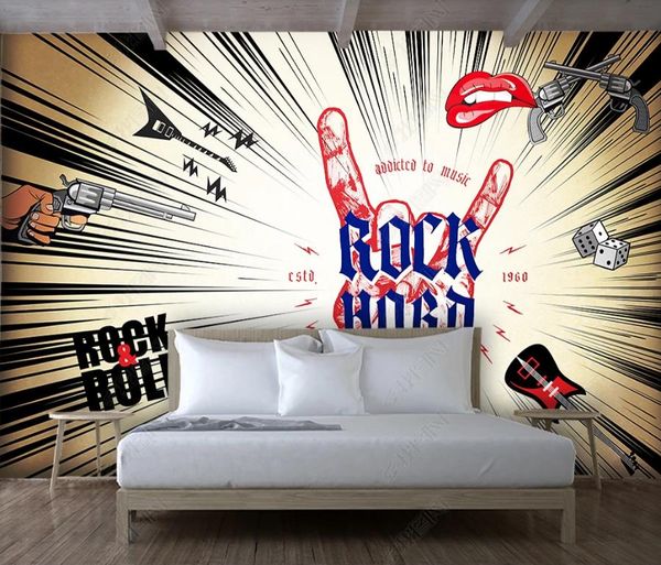 Benutzerdefinierte Wandaufkleber Musik abstrakte Kunst Hintergrund 3D-Wandbild Tapete Wohnzimmer