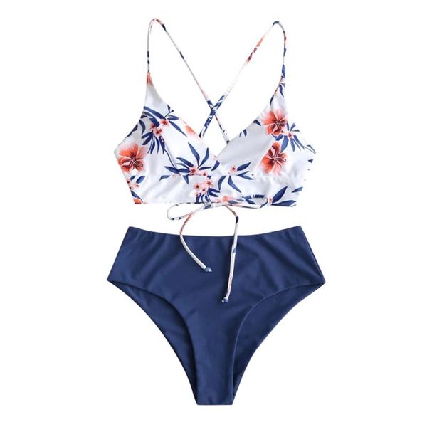 

women's swimwear bikini 2021 woman summer fashion women two piece flower print split sets plus size beachwear swimsuit maillot de bain, White;black