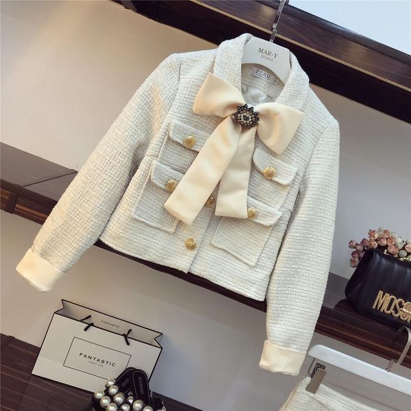 

two piece dress 2021 autumn track 2-piece skirt women's winter black jacket and lasso + high waist mini tassel pencil set, White