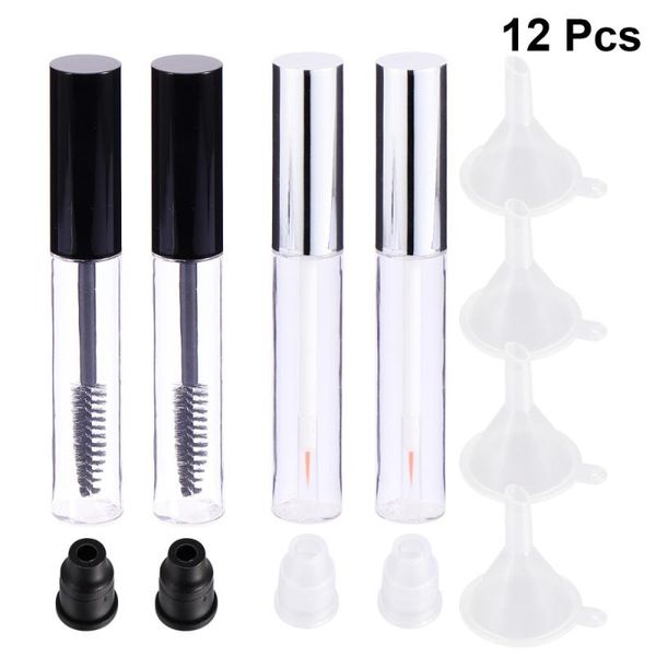 

12pcs 10ml empty clear lip tube eyeliner mascara funnel set (2pcs eyelash + 2pcs 4pcs 2p storage bottles & jars