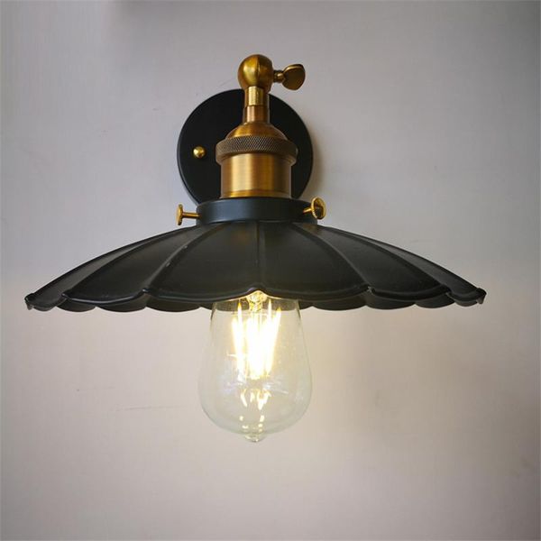 

wall lamp pull switch black color loft industrial lamps vintage bedside light metal lampshade e27 edison bulbs 110v/220v