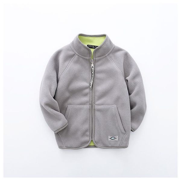 

warm jacket children's spring and autumn solid color kids high-necked clothes boys girls fleece jackets, Blue;gray