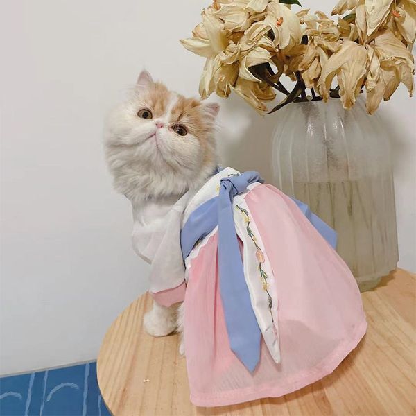 

net red pet hanfu antique cat skirt dog cloth summer thin teddy small cute